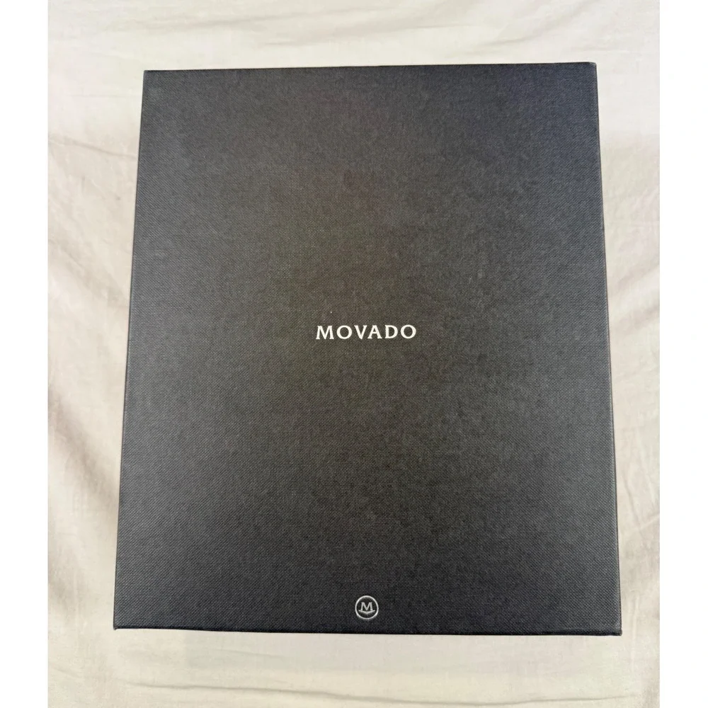 Movado Desk Clock Silver NEW Brushed Metal Industrial